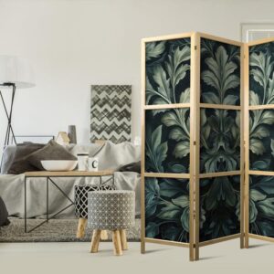 Parawan japoński - Ciemnozielone wiktoriańskie liście - botaniczna rzeźbiona kompozycja