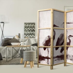 Parawan japoński - Czaple malowane tuszem