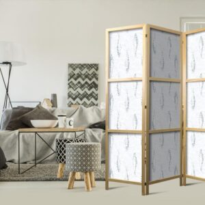 Parawan japoński - Delikatne błękitne ryby - Mozaikowe ryby w subtelnych błękitnych tonacjach kolorystycznych z łukowatym wzorem w tle