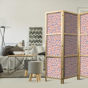 Parawan japoński - Deseń żyrafy - kolorowy wzór zwierzęcy w niebiesko-różowe plamki