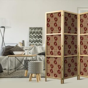 Parawan japoński - Drapieżne rysy - czerwone abstrakcyjne kształty inspirowane tribalem