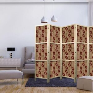 Parawan japoński - Drapieżne rysy - czerwone abstrakcyjne kształty inspirowane tribalem