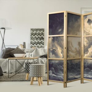 Parawan japoński - Epicka gra światła: Słońce walczące o dominację nad chmurami