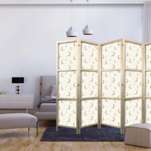 Parawan japoński - Księżycowe Noce - delikatne księżyce i chmury w ciepłej tonacji