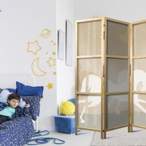 Parawan japoński - Księżycowe rumaki - konie galopujące wśród drzew w gwieździstą noc