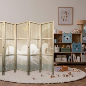 Parawan japoński - Księżycowe rumaki - konie galopujące wśród drzew w gwieździstą noc