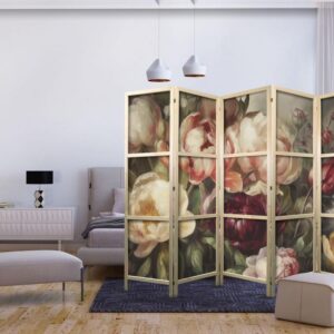 Parawan japoński - Kwitnące piwonie - charyzmatyczne kwiaty skąpane w słońcu