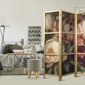 Parawan japoński - Kwitnące piwonie - charyzmatyczne kwiaty skąpane w słońcu