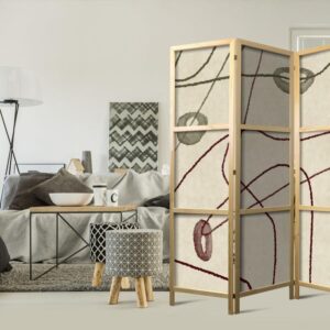 Parawan japoński - Labirynt z koralików - minimalistyczna abstrakcja na przecieranym tle