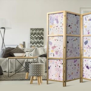 Parawan japoński - Lastriko w stylu confetti - fioletowo-różowy - kolorowy wzór