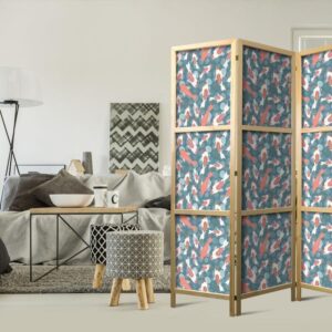 Parawan japoński - Orientalny staw - Gromada japońskich rybek pływająca w krystalicznej wodzie z rozbłyskami światła