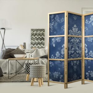 Parawan japoński - Ornament retro - dekoracyjny motyw w przetartych błękitach