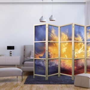 Parawan japoński - Piękny zachód słońca - chmury w ciepłych odcieniach