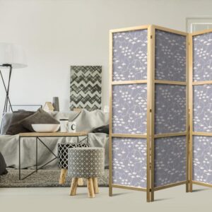 Parawan japoński - Podwodna ławica małych rybek - Drobne jasno-beżowe rybki na tle morskich toni w szarych tonacjach