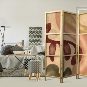 Parawan japoński - Przetarte figury - kształty w technice lime wash w ciepłych kolorach