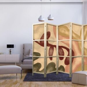 Parawan japoński - Przetarte figury - kształty w technice lime wash w ciepłych kolorach