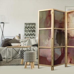 Parawan japoński - Różana abstrakcja - rozlana farba akwarelowa w wiosennych kolorach