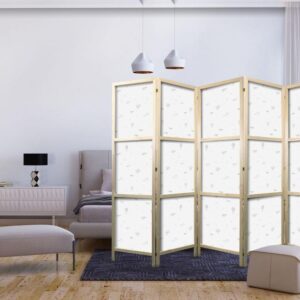 Parawan japoński - Rysunek - samoloty - balony i sterowce na tle nieba pełnego ptaków