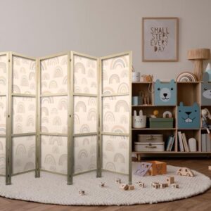 Parawan japoński - Sierpniowe niebo - różnej wielkości tęcze w stonowanych kolorach