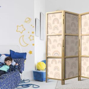 Parawan japoński - Sierpniowe niebo - różnej wielkości tęcze w stonowanych kolorach