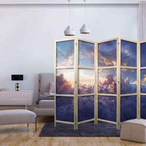 Parawan japoński - Słońce w ukryciu: złote oblicze nieba nad chmurnym morzem