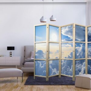 Parawan japoński - Symfonia Światła: Słońce i chmury współgrające na przepięknym niebie