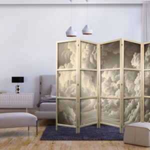 Parawan japoński - Szept rozświetlonych chmur: Miękka gra światła w teatrze niebios