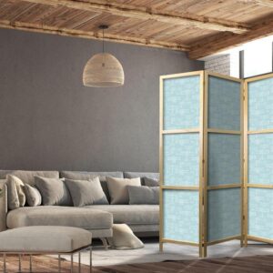 Parawan japoński - Szkic - zarys budowy samolotu białym kolorem na turkusowym tle