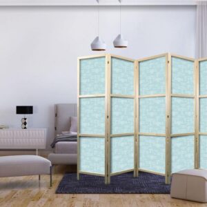 Parawan japoński - Szkic - zarys budowy samolotu białym kolorem na turkusowym tle