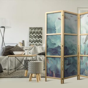 Parawan japoński - Trzy ławice ryb - Ryby w stonowanej kolorystyce pływające w grupach w oceanicznych głębinach