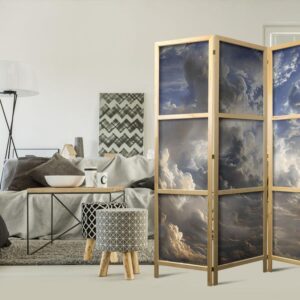 Parawan japoński - Złote refleksy na obłokach chmur zapowiadających zmierzch