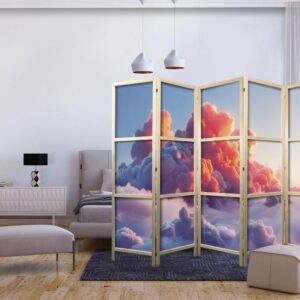 Parawan japoński - Zmierzchowy spektakl: chmury w odcieniach różu i fioletu