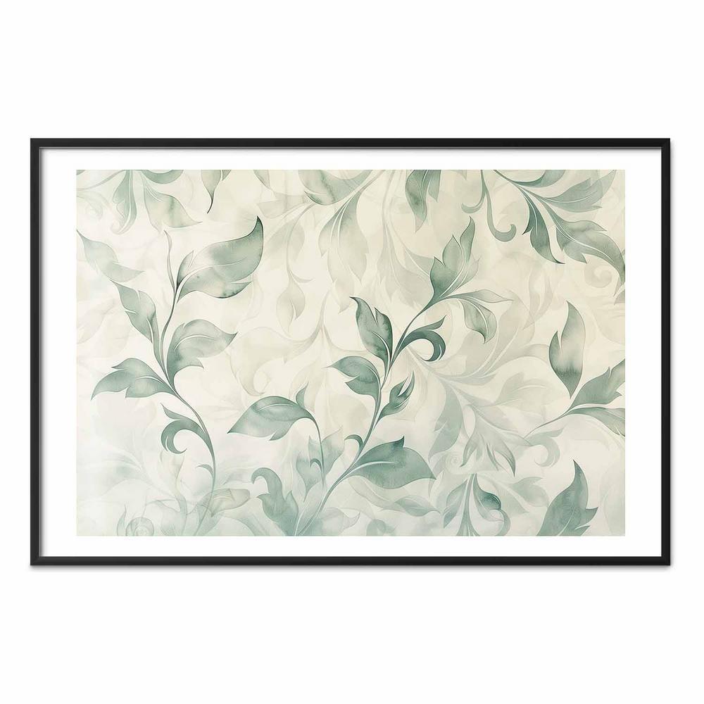 Plakat - Akwarelowe zielono-beżowe listki