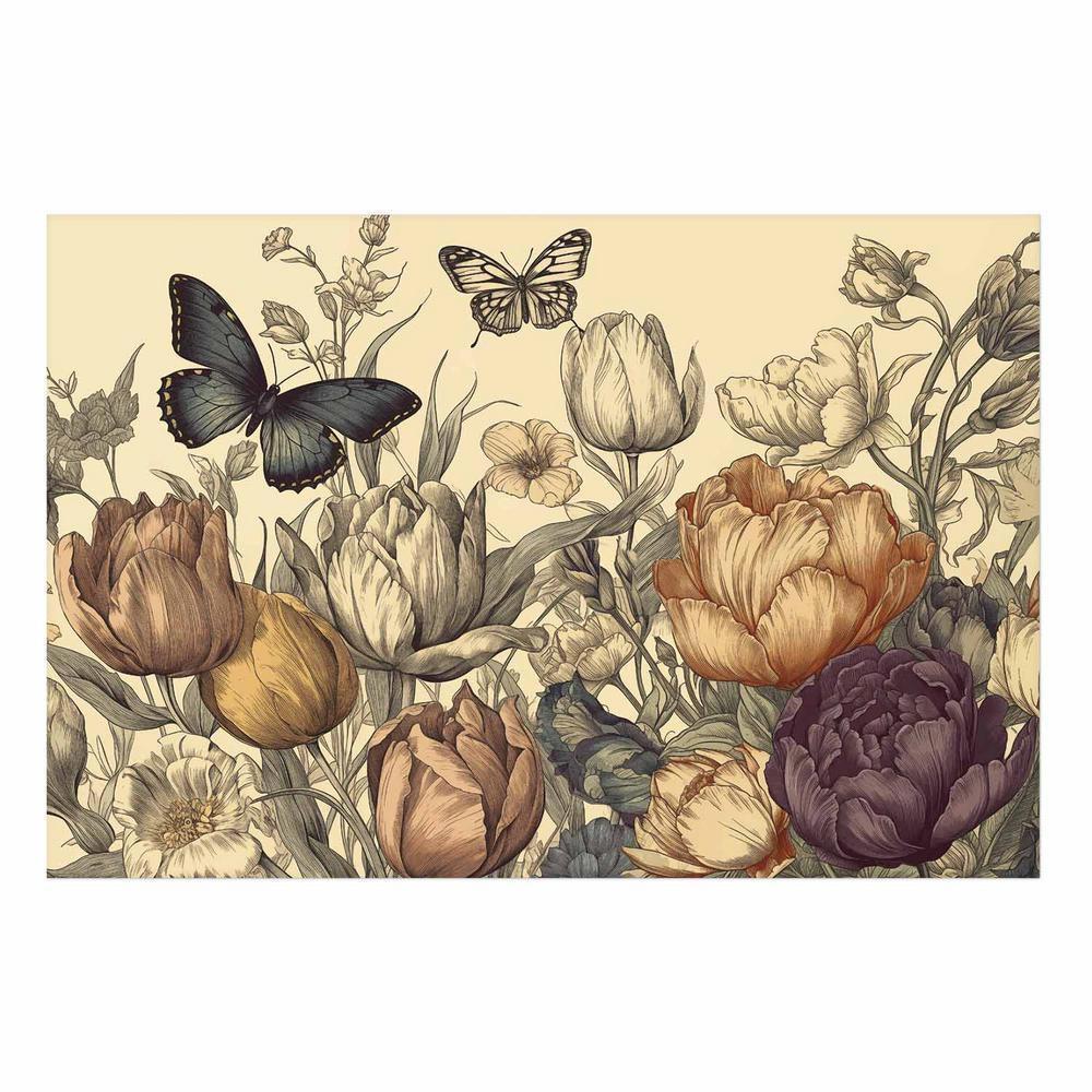 Plakat - Kolorowe tulipany na kremowym tle