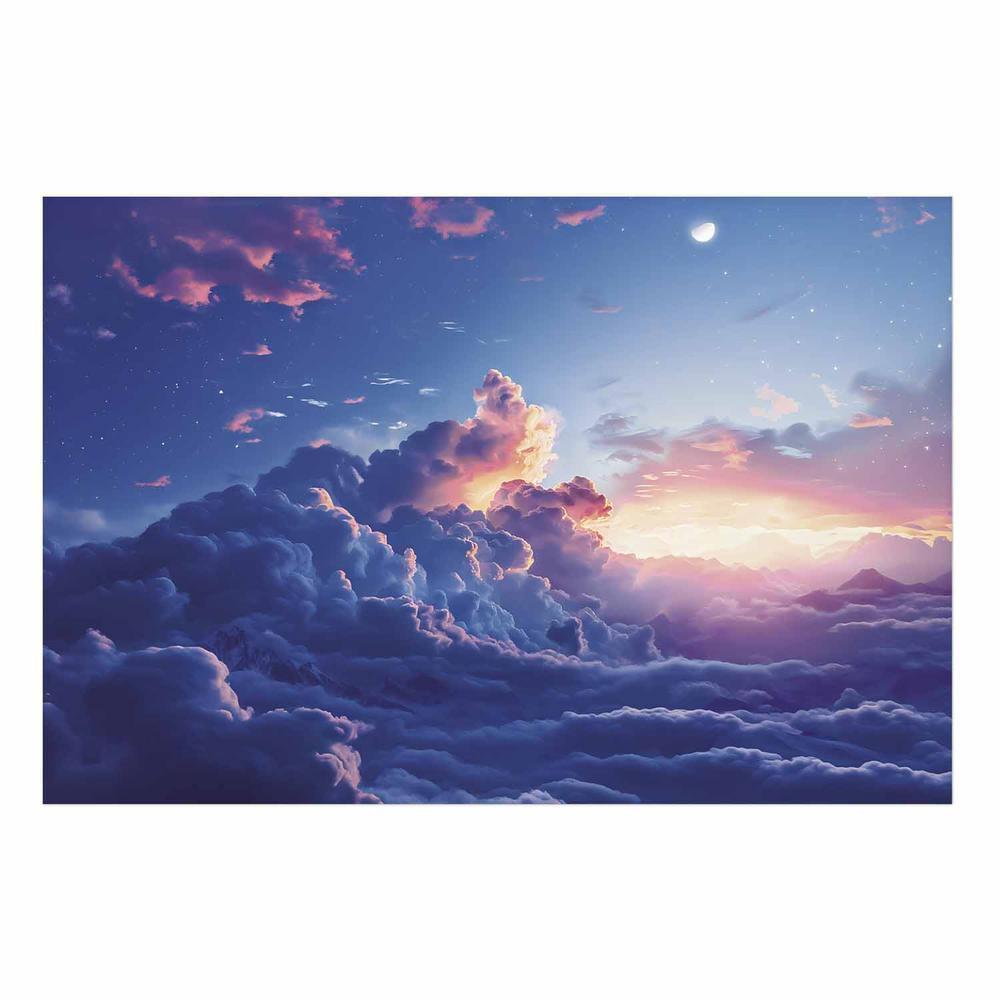 Plakat - Nocny koncert w górach: chmury rozświetlone ostatnimi promieniami słońca