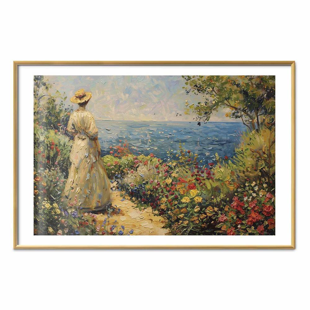 Plakat - Nostalgiczna impresja - zamyślona kobieta kontempluje krajobraz