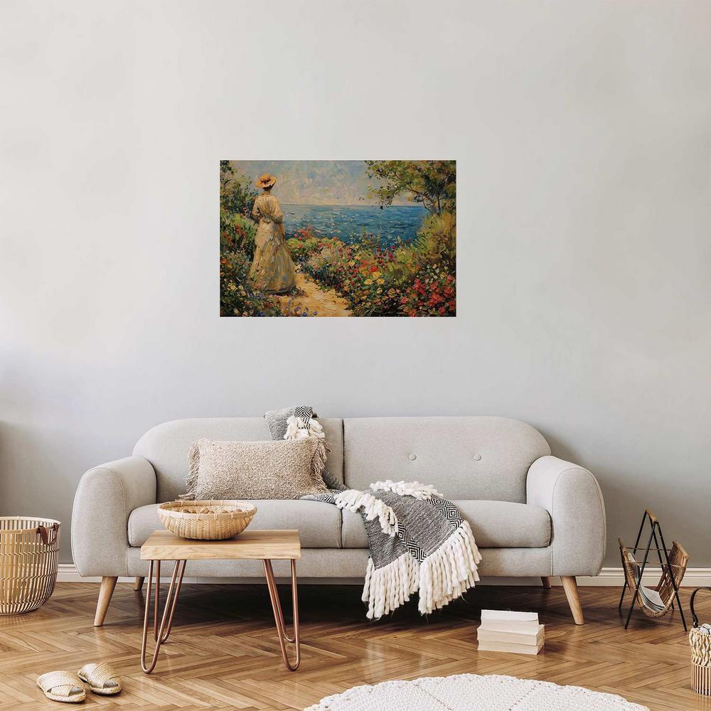 Plakat - Nostalgiczna impresja - zamyślona kobieta kontempluje krajobraz