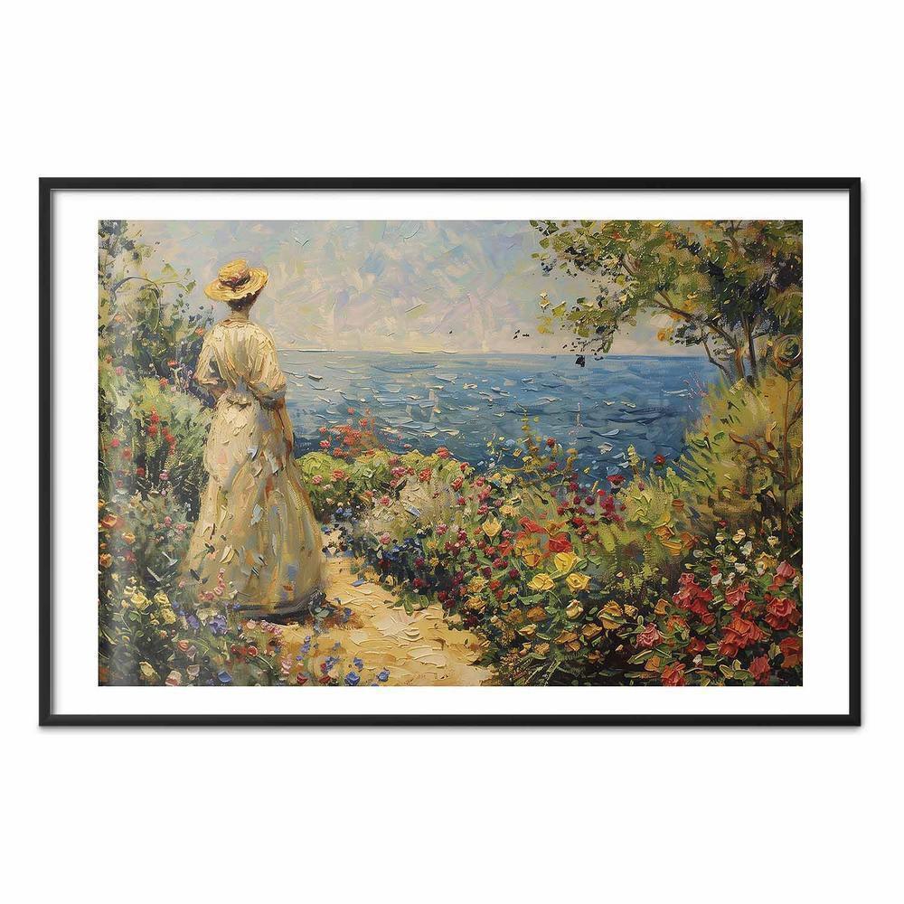 Plakat - Nostalgiczna impresja - zamyślona kobieta kontempluje krajobraz