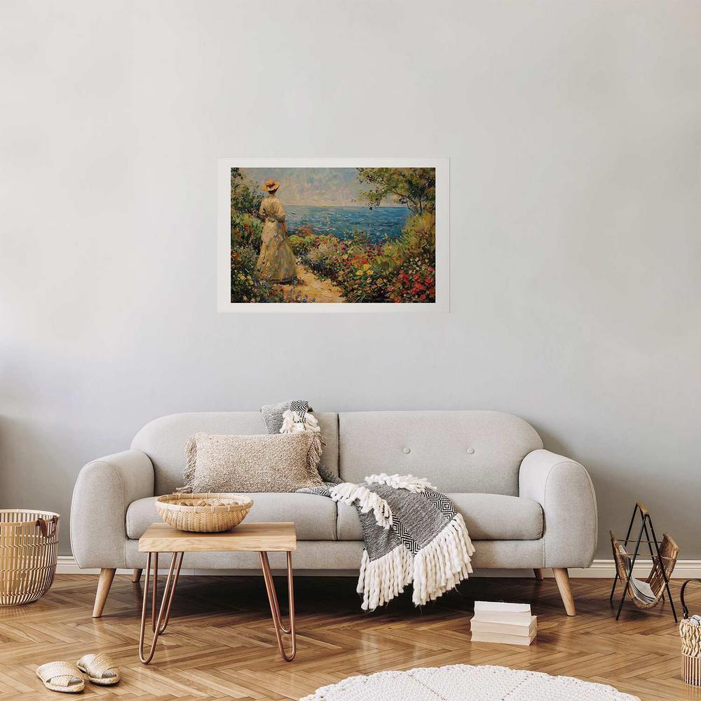 Plakat - Nostalgiczna impresja - zamyślona kobieta kontempluje krajobraz