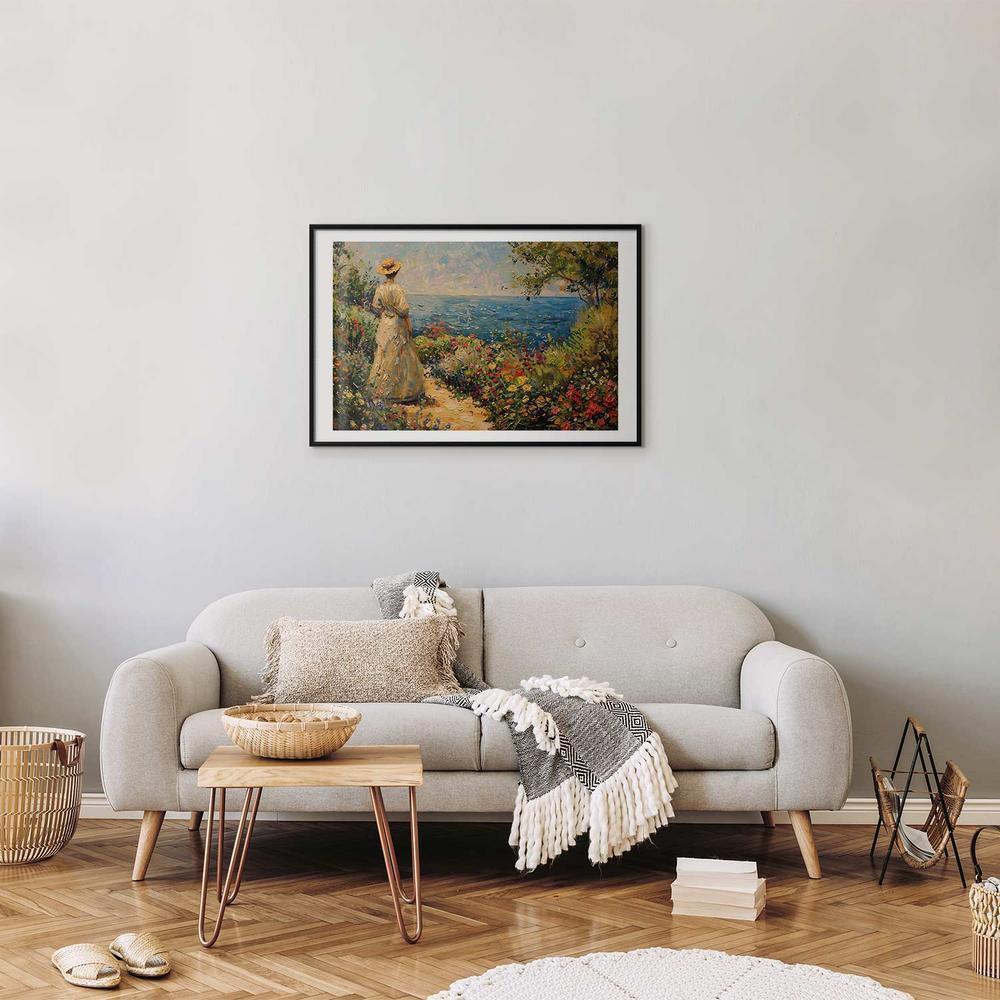 Plakat - Nostalgiczna impresja - zamyślona kobieta kontempluje krajobraz