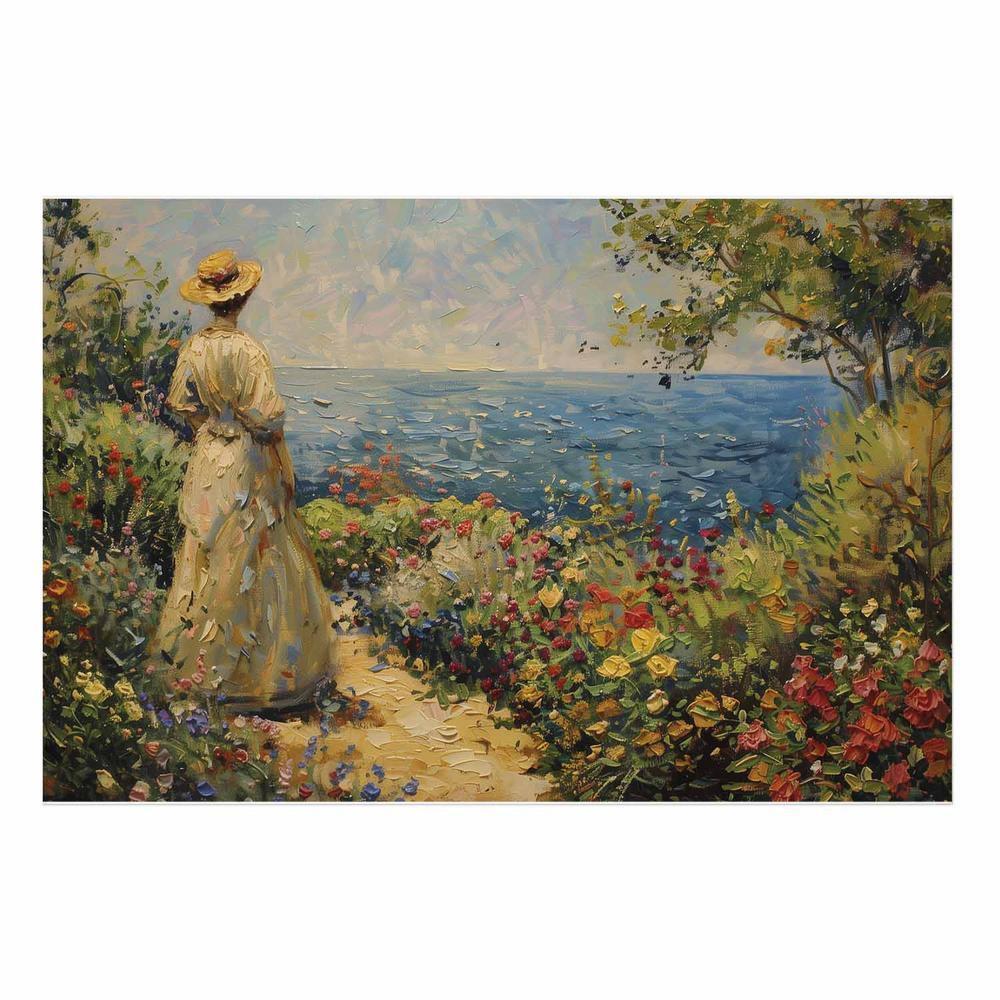 Plakat - Nostalgiczna impresja - zamyślona kobieta kontempluje krajobraz