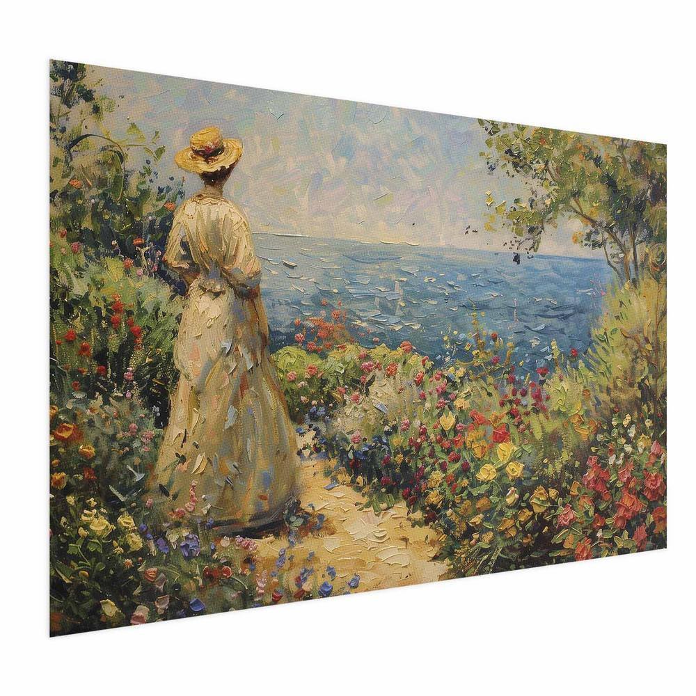 Plakat - Nostalgiczna impresja - zamyślona kobieta kontempluje krajobraz