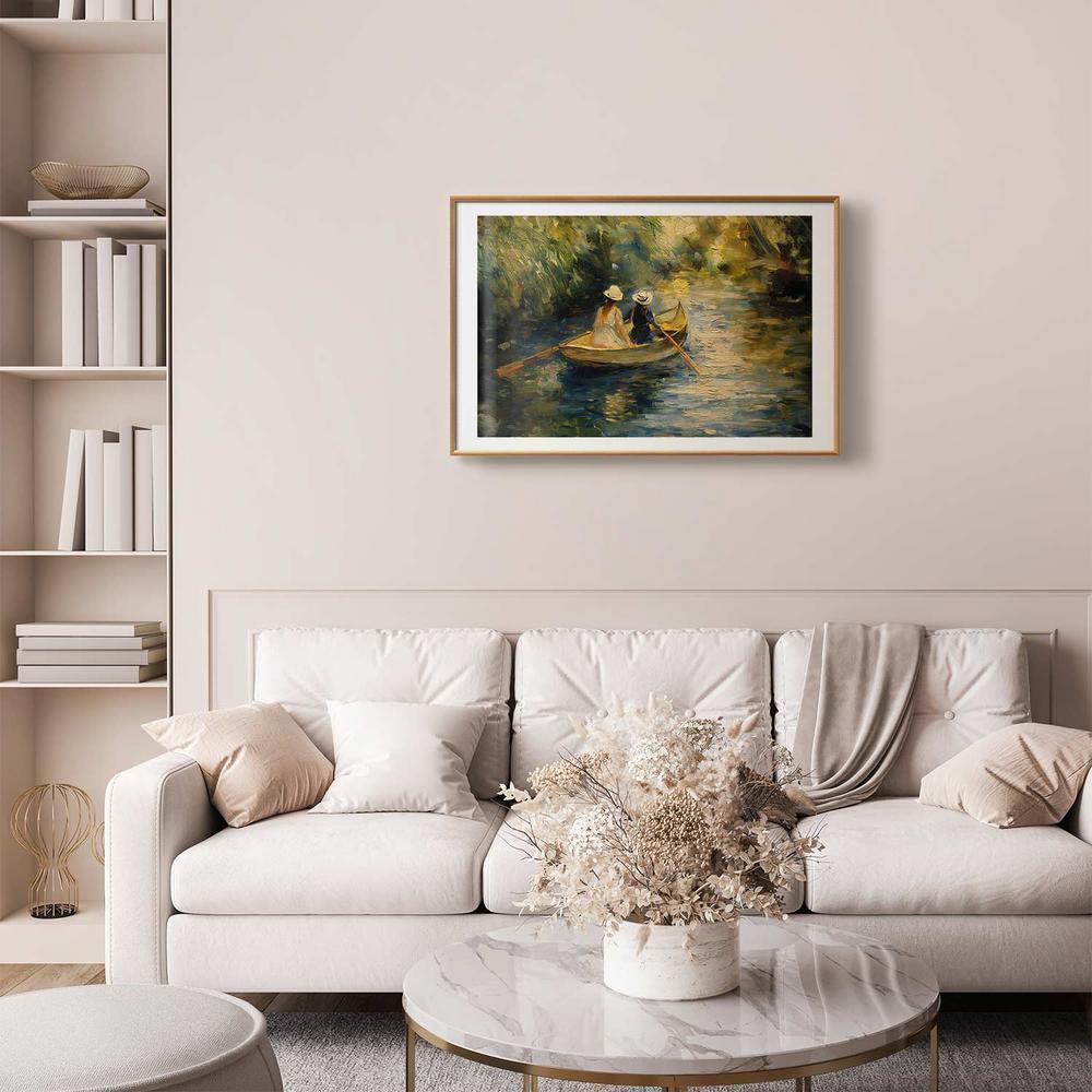 Plakat - Przeprawa łódką - obraz dwóch kobiet płynących łódką na rzece