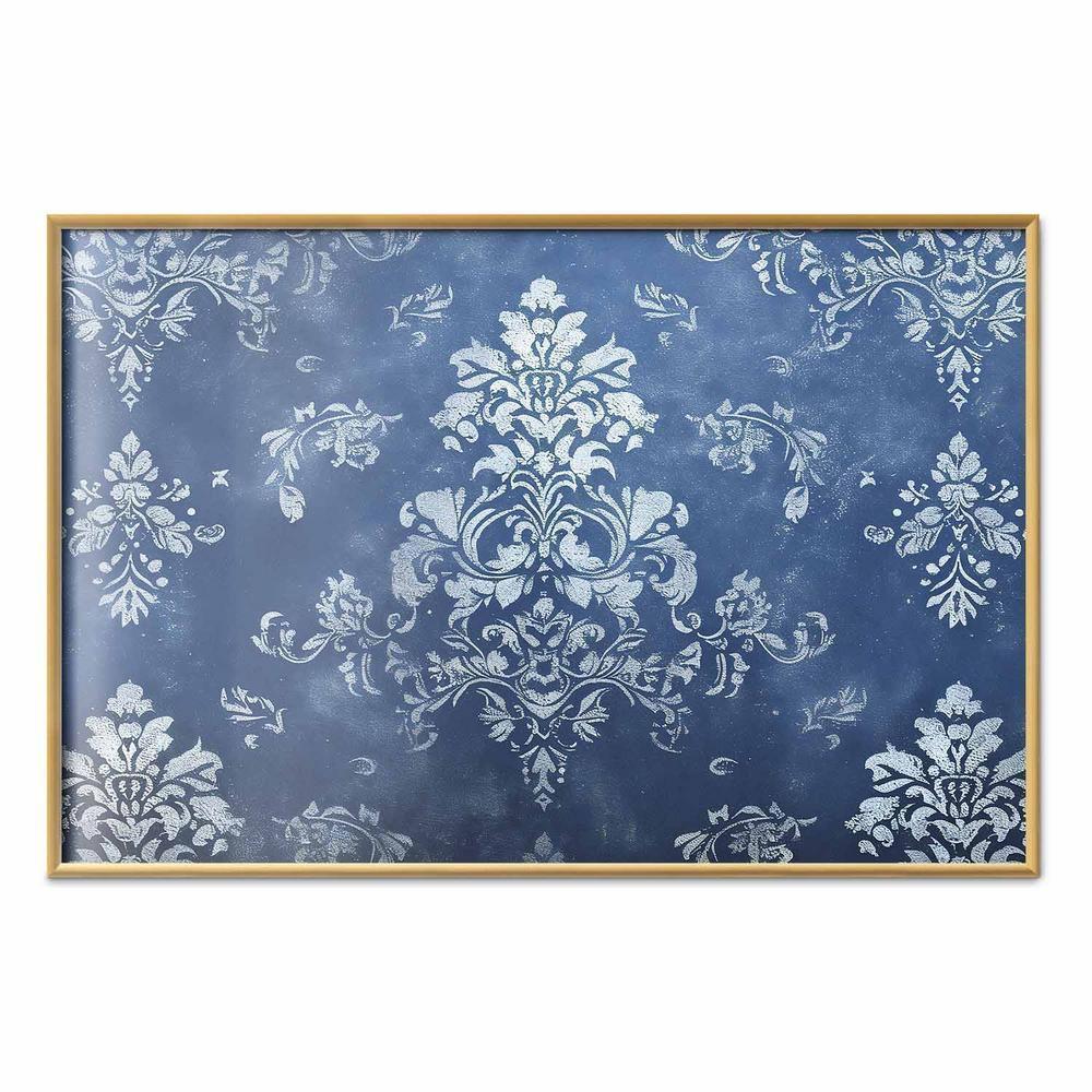 Plakat - Retro ornament w przetartych błękitach