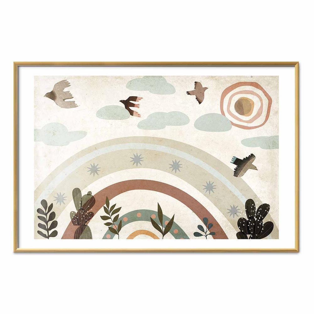 Plakat - Tęcza i ptaki