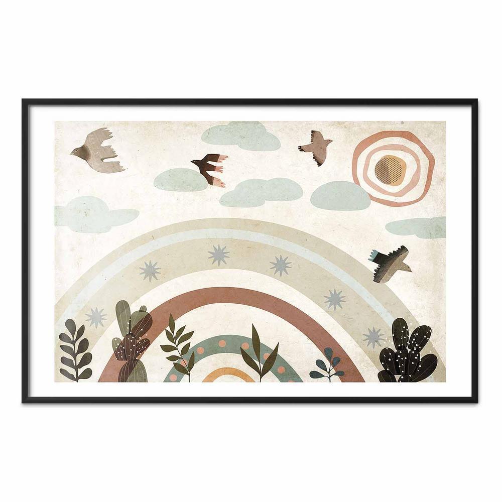 Plakat - Tęcza i ptaki