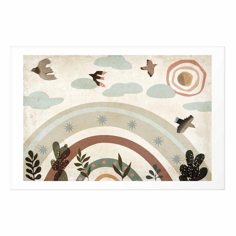 Plakat - Tęcza i ptaki