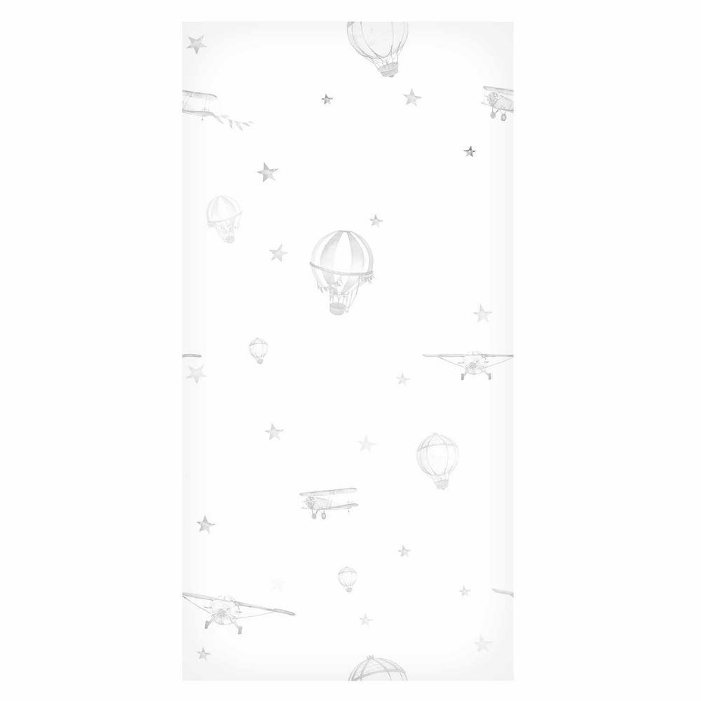 Tapeta - Akwarela - samoloty i balony namalowane na białym tle nieba