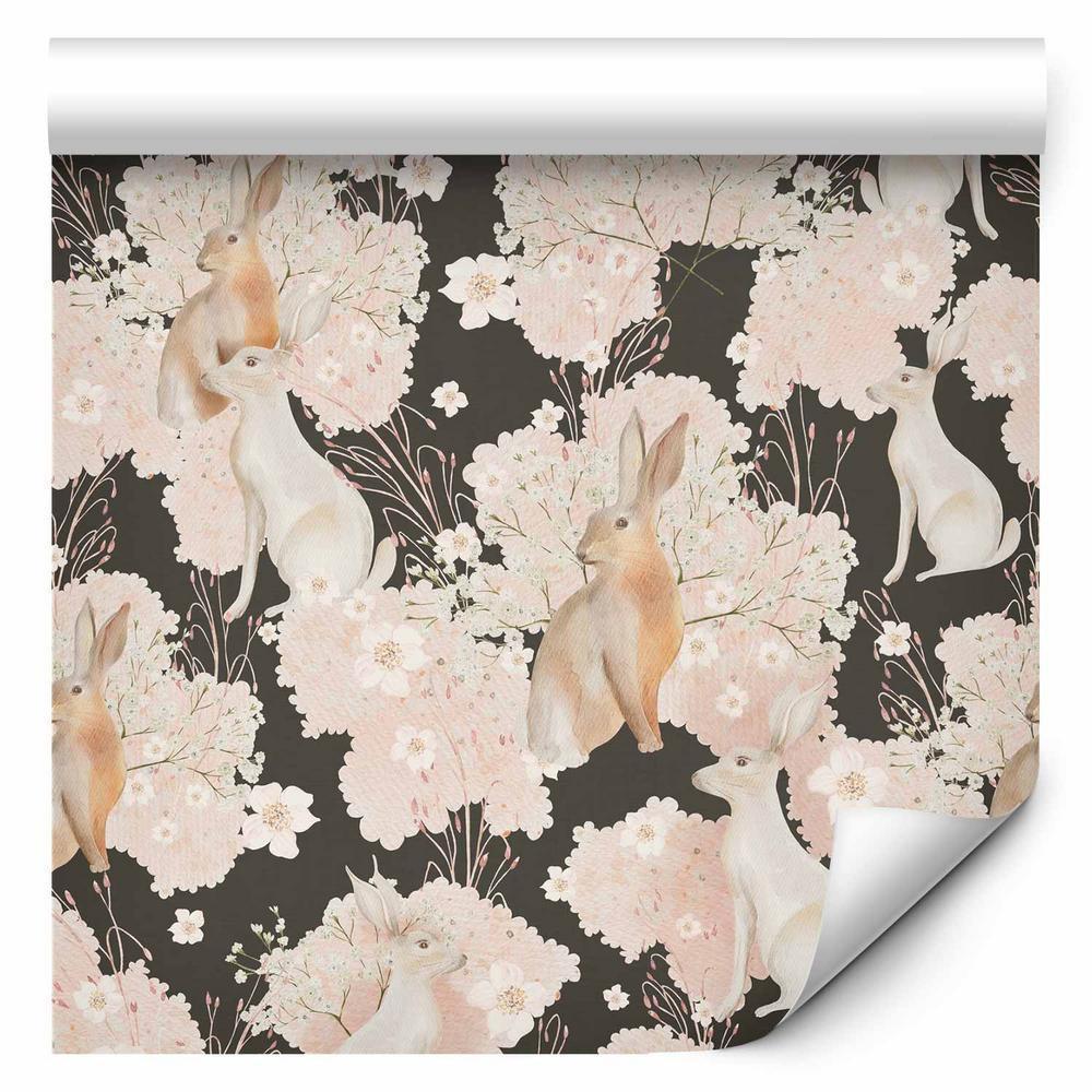 Tapeta - Białe i beżowe zające
