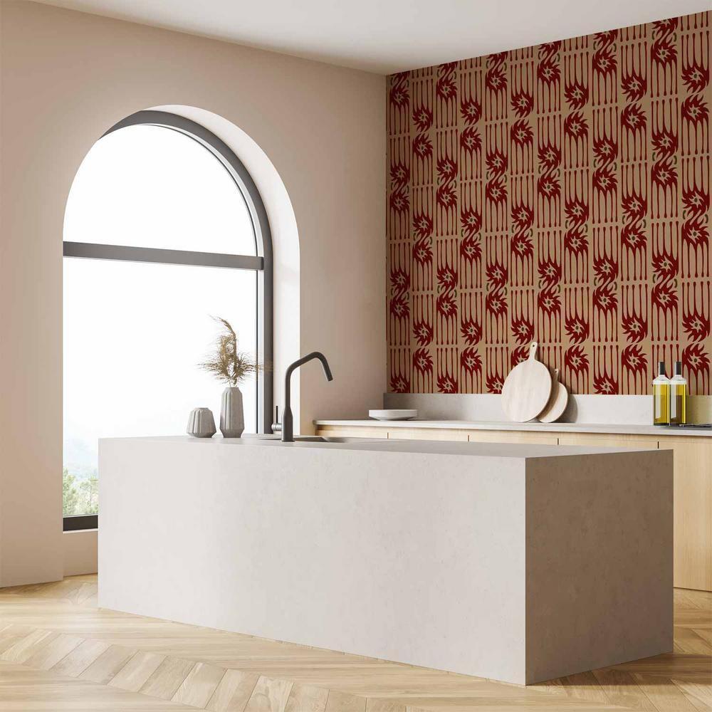 Tapeta - Czerwone pazury - nieregularne kształty na papierowym tle